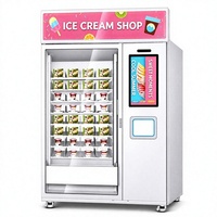 Distributeur automatique de crèmes glacées OEM avec écran tactile 21,5 pouces, congélateur -25°C, élévateur, paiement par carte de crédit, 54 références pour centre commercial