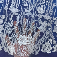 Tissu en dentelle de tulle brodé de perles et de sequins en forme de poire pour robe de mariée, rideau, nappe DIY