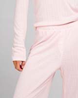Ensemble pyjama personnalisé pour femme en coton respirant, col en V, manches longues, pantalon large et droit, taille élastique, imprimé sur mesure