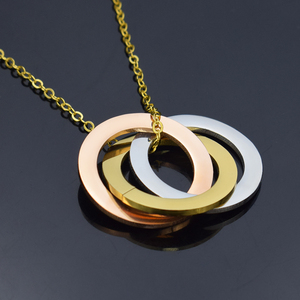 Gümüş gül altın Tricolor halka kolye boş kişiselleştirilmiş özelleştirme takı-kadın erkek Minimalist paslanmaz çelik kolye - Product Image 6