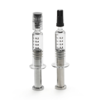 Seringue en verre de 5 ml avec embout Luer Lock et piston métallique argenté pour emballage d'huile distillée - Vente en gros