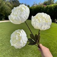 Dalian Chermy Bouquets de mariage de bonne qualité Artificielle 3 Tête Fleur de Pivoine Blanc
