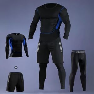 Ensemble de 3 pièces pour hommes, vêtements de sport à haute élasticité, RushGuard Bjj, maille respirante, leggings à manches longues, tenue de course à pied, vêtements d'entraînement - Product Image 4