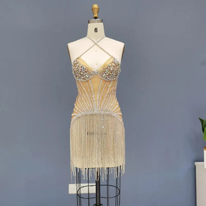 Jancember RM011 robes de soirée sexy sans manches à pompons pour filles - Product Image 6