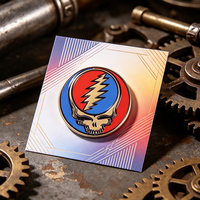 Épingles décoratives de festival de haute qualité Badges en gros Rock'n'roll épingles artisanales en métal personnalisé rond reconnaissant mort épinglette pour sac