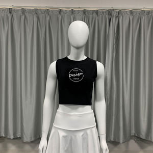 Recién llegado, Tops cortos de verano para mujer de alta calidad, de estilo Simple Jersey, camiseta de cuello redondo, ropa de calle, Chaleco de alta calidad, Color en blanco - Product Image 5