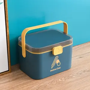 נייד אחסון רפואת קופסא פלסטיק שכבה כפולה בית ערכת העזרה הראשונה ערכת נייד רפואת גלולת תיבה ביתי אחסון סל