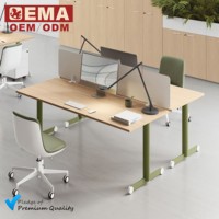 Bureau de travail modulaire en bois EMA, réglable et mobile, pour ordinateur, idéal pour l'école, avec tiroirs de rangement