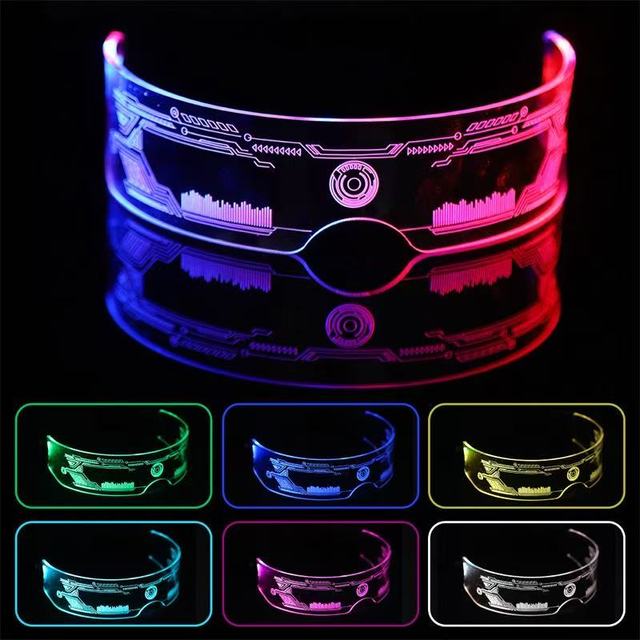 High Technology Cyberpunk PC Frame LED Visor Glasses Multi-Mode Luminous Electronic Light-Up for Party Bar DJ Nightlife