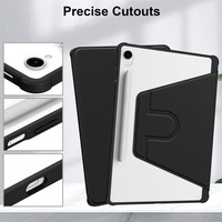 Étui de protection antichoc en cuir avec coque arrière transparente rotative en acrylique pour tablette Samsung Galaxy A11 Plus S10 FE
