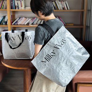 Large Capacity PP Woven Shopping bag Custom Printed <b>Letter</b> Pattern Folding <b>Plastic</b> Shoulder Storage Waterproof Feature for Gifts - Product Image 2