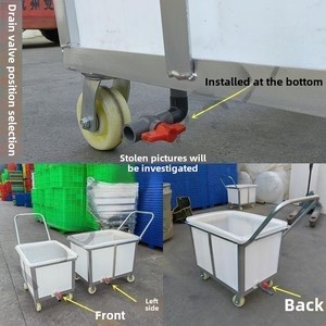 400L bánh xe bồn nước Xe đẩy với duy nhất phải đối mặt với nhà máy Pusher nhuộm vải nhựa xô rơm xe tải cho Pallet 4-cách nhập - Product Image 2