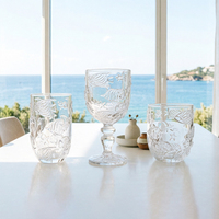 Verre à boire en verre transparent gaufré de style européen, gobelets à vin nautiques pressés à la machine pour les fêtes en plein air et dans les jardins