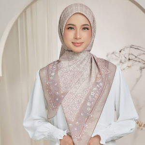 ฮิญาบผ้าไหมลายดอกไม้สำหรับผู้หญิงมุสลิมอิสลามสไตล์คลาสสิกผ้าคลุมไหล่ลายพิมพ์ดิจิตอลระบายอากาศได้ผ้าพันคอชาติพันธุ์ทั้งหมด - Product Image 2