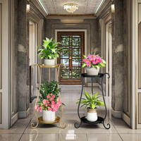 Support pour plantes moderne en métal à 2 niveaux pour l'intérieur Grand support pour pot de fleurs écologique Étagère Simple Classique pour la décoration intérieure Shopping