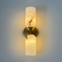 Appliques murales en albâtre à double lumière, style moderne espagnol, en marbre naturel, pour chambre à coucher, hôtel, et éclairage de vanité en albâtre