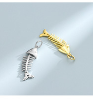 Charmes en argent sterling 925 plaqué or, forme d'os de poisson, simples, 32*8 mm, vente chaude, pour la fabrication de colliers et de bijoux