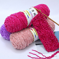Fil Chenille Brillant à 3 Brins de 0,2 kg en Gros, Épais et Résistant, pour Écharpes en Velours, Chaussures, Matériaux de Crochet, Motifs Teints pour Tricot à la Main