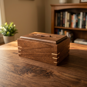 Handcrafted Wooden Cremation Urn for Adult Human Ashes Natural Wood Finish Durable <b>Memorial</b> Keepsake <b>Box</b> - Product Image 1