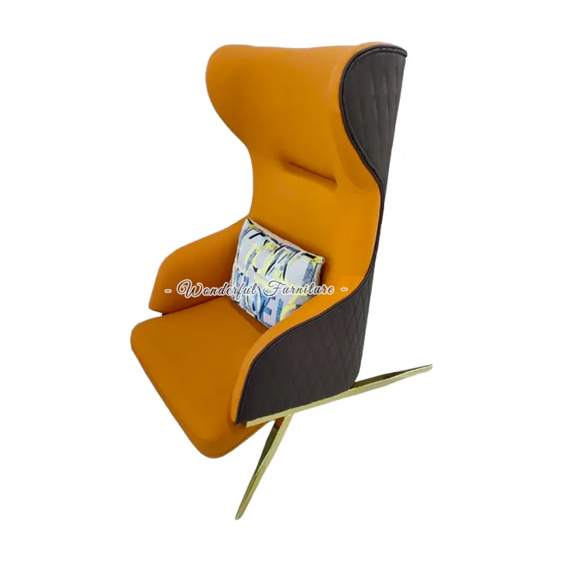 Hot Sale Fashion Tiger Chair Cross Leg High Wing Back Sofa Contrary Color Cat's Paw Leather Single Sofa Chair