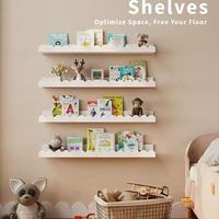 Étagères murales flottantes pour enfants SINCERE de haute qualité, décoratives, blanches, à bords festonnés, en bois, pour la chambre d'enfant