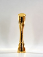 Trofeo Columnar de Metal Dorado y Plateado Grabado a Medida, Textura Premium, Embalaje Antichoque, Premio Conmemorativo Anual