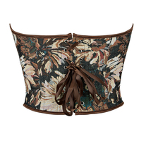 Corset Bustier Vintage en Jean Tissé Fin à Motifs Floraux pour Femme, Amincissant et Sculptant la Taille
