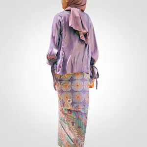 فستان إسلامي ساتان عالي الجودة SIPO مخصص لعيد الميلاد ماليزي رايا فساتين نسائية حديثة أرجوانية
