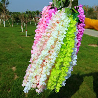 D-V005 Grosir Bunga Wisteria Gantung Putih Pink Sutra Wisteria Bunga Gantung Buatan Dekorasi Latar Belakang Pernikahan