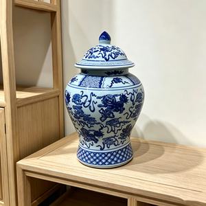 Pot à gingembre chinois de style <span class=keywords><strong>vintage</strong></span>, bleu et blanc, avec motif Foo Dog, comme un superbe accent décoratif pour la maison - Product Image 1