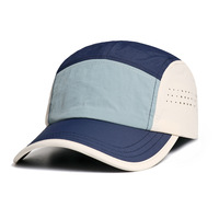Casquette de camping en nylon imperméable perforée au laser, séchage rapide, 5 panneaux, impression personnalisée sur le devant, légère, unisexe, pour la randonnée et le camping en plein air