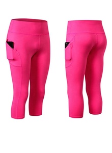 Private Label Running <strong>Capri</strong> <strong>Leggings</strong> Women Tights Black Gym Fitness <strong>Leggings</strong> With Pockets Custom logo - Product Image 4