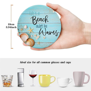 Nouveau <span class=keywords><strong>Amazon</strong></span> caboteur été plage Style coquille motif <span class=keywords><strong>antidérapant</strong></span> résistant à la chaleur sous-verre en bois vaisselle pour la décoration intérieure - Product Image 4