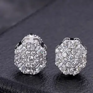 High Quality Dainty Jewelry Custom 925 Sterling Silver Gold Plated Square Cut Summer Flower Shape Chunky Stud Earrings