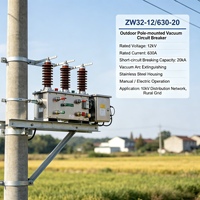 Disjoncteur à vide extérieur monté sur poteau ZW32-12FG/630-20, boîtier en acier inoxydable, commande électrique manuelle, 12 kV 50 Hz