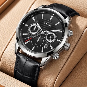 <span class=keywords><strong>Montre</strong></span> LIGE LG9866 en cuir (42 mm) avec 3 sous-cadrans pour <span class=keywords><strong>homme</strong></span>, chronographe analogique à quartz, étanche, lumineuse, <span class=keywords><strong>montre</strong></span>-bracelet de créateur pour <span class=keywords><strong>homme</strong></span> + boîte - Product Image 1