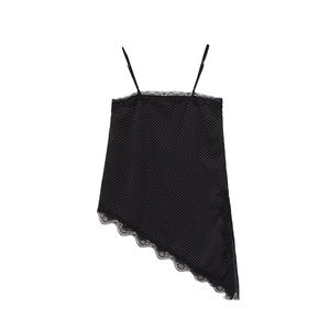 Blusa Zevity 2026 para Mujer, Sexy, con Tirantes Finos, Estampado de Puntos, Estilo Smock, con Costuras de Encaje en el Dobladillo, Corte Irregular, <span class=keywords><strong>Blusas</strong></span> Chic - Product Image 3