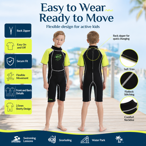 Traje de Neopreno de Alta Calidad <span class=keywords><strong>para</strong></span> Niños, Traje de Buceo de Manga Corta con Cierre en el <span class=keywords><strong>Pecho</strong></span>, Transpirable, <span class=keywords><strong>para</strong></span> Deportes Acuáticos, Estampado, Talla Grande, Cálido - Product Image 4