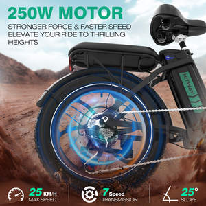 <span class=keywords><strong>Vélo</strong></span> pliant <span class=keywords><strong>électrique</strong></span> <span class=keywords><strong>HITWAY</strong></span> BK6SL 250W pour batterie lithium 36V, Shimano 7 vitesses, alliage d'aluminium, pneus plats de 20 pouces, certifié CE - Product Image 2