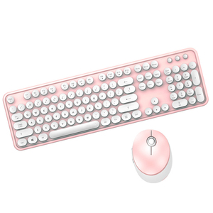 Горячая Распродажа, ретро 2,4G USB Беспроводная розовая клавиатура и мышь, комбинированный набор для настольного ПК, ноутбука, игр для девочек - Product Image 2