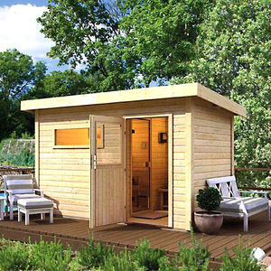 Sauna carré extérieur en bois écologique 4 personnes en cèdre rouge avec vestiaire ou salle de douche - Product Image 6