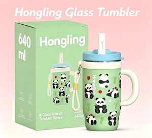 Vaso Térmico Hong Ling con Revestimiento de Vidrio Extraíble de 800 ml, Taza de Café Aislada al Vacío con Asa y Pajita, Libre de BPA, con Logotipo Personalizado - Product Image 1