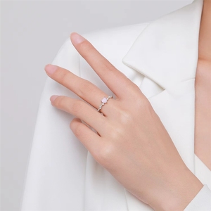 로맨틱한 고급 주얼리 액세서리 925 스털링 실버 섬세한 크리스탈 하트 반지 (여성용) - Product Image 2