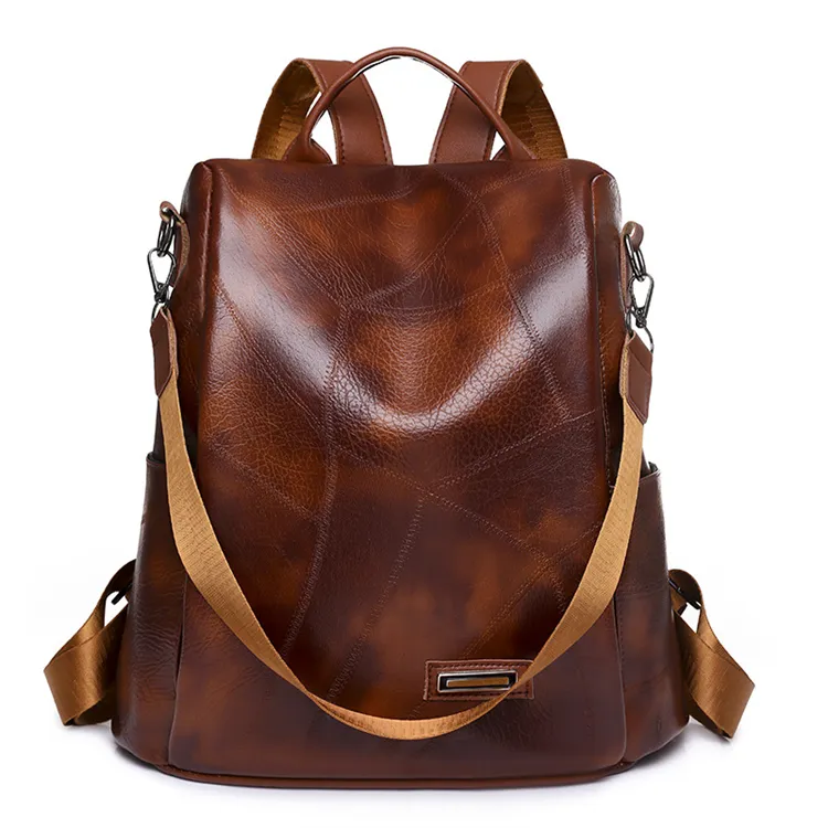 Fashionable Outdoor School Private Label Brown Leather Back Pack For Women