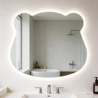 Miroir intelligent de salle de bain LED de forme irrégulière moderne, anti-buée, à intensité variable, rétroéclairé, avec commande tactile