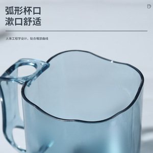 Arc Shape Mouthwash Cup With <b>Toothbrush</b> <b>Holder</b> Transparent Double Set For Family Couple Use - Product Image 3