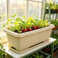 Pot de fleurs carré moderne en PP avec trou de drainage auto-arrosant, capacité de 38,34 L, durable pour la décoration intérieure/extérieure, au sol et sur balcon