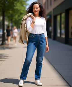 Style & Co Jeans Rectos de Cintura Media para Mujer, Lavado Medio, 100% Algodón, Pantalones Vaqueros Casuales para Primavera - Product Image 2