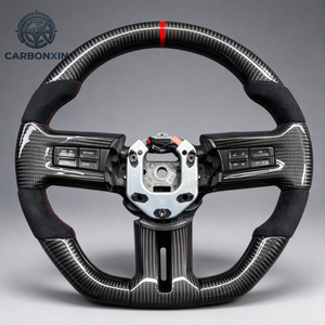 Volant de voiture personnalisé en fibre de carbone forgée chromée pour Ford Mustang GT S650 Ecoboost S550 2014 2013 2012 2011 2010 - Product Image 3