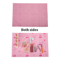 Tapis de table jetable pour nail art, imprimé cœurs cerise roses, imperméable, repose-mains pour salon de manucure, housse de table en papier pour manucure